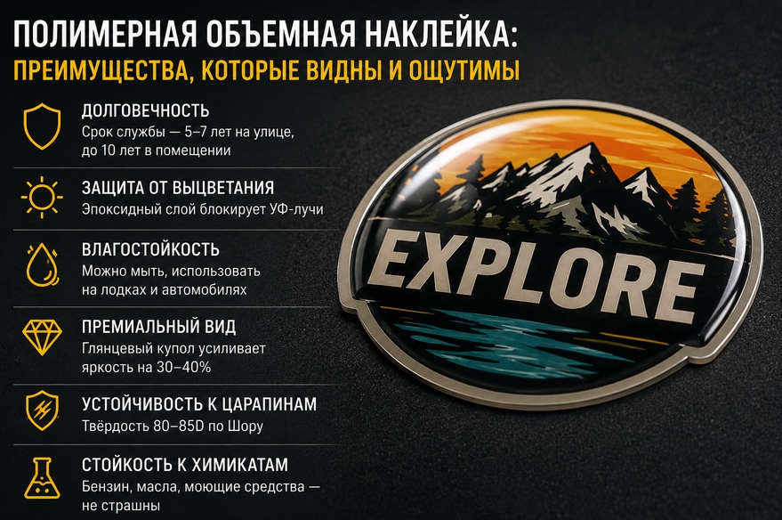 Полимерная объемная наклейка премиум качества